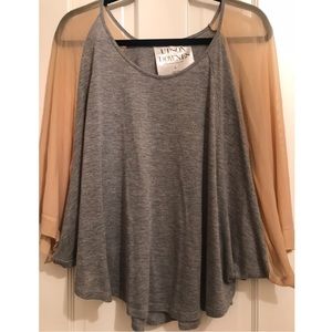 Upside Downes Mesh Sleeve Top